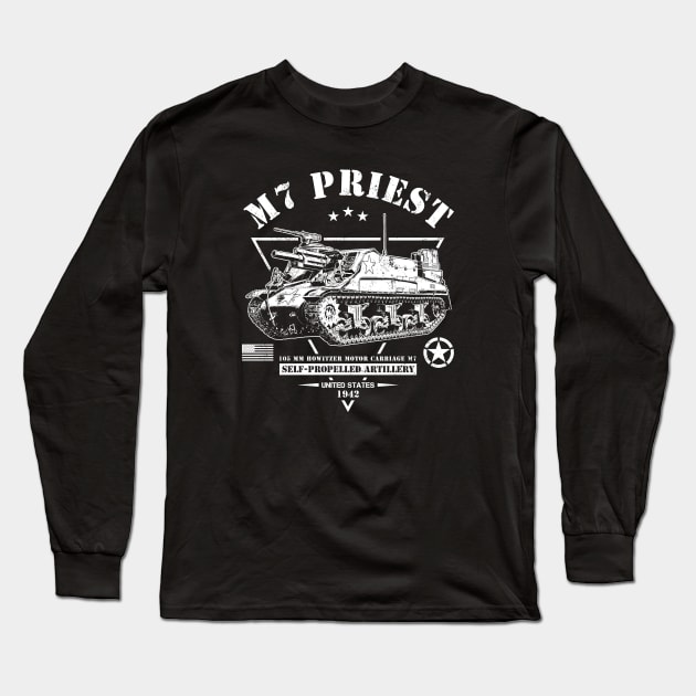 M7 Priest Howitzer Motor Carriage Long Sleeve T-Shirt by Military Style Designs